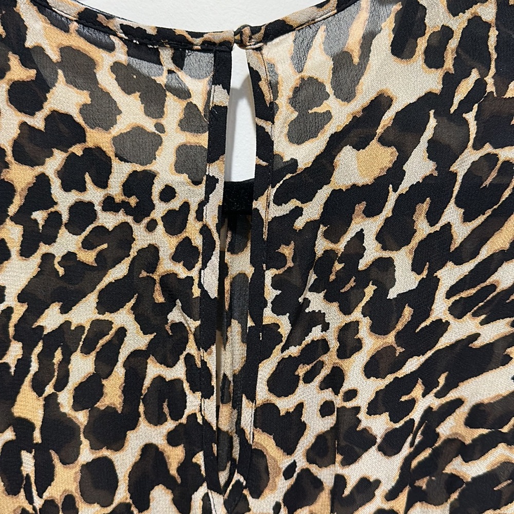 Zara Leopard Sheer Dress Midi long sleeve - Picture 3 of 8